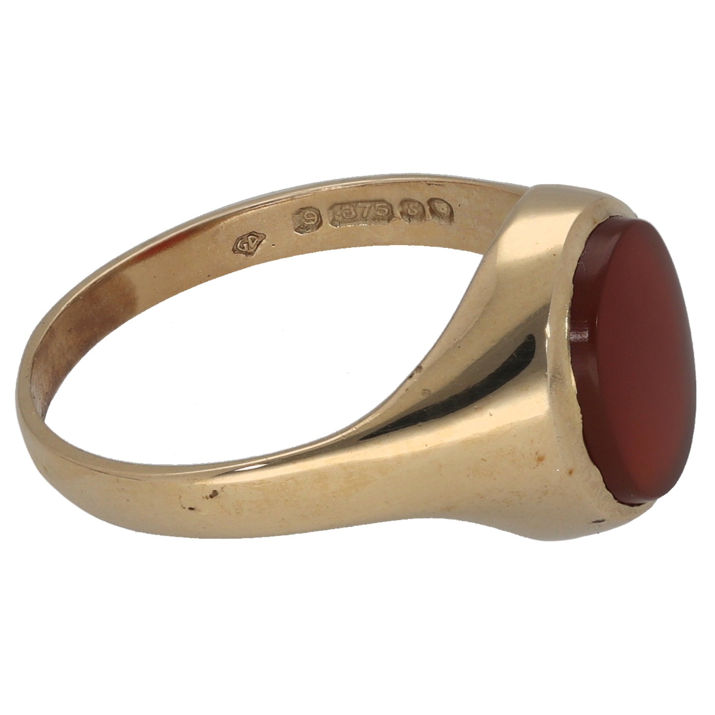 9ct Gold Carnelian Single Stone Signet Ring Size P