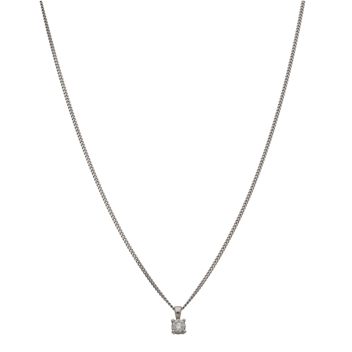 9ct White Gold 0.28ct Diamond Solitaire Pendant With Chain