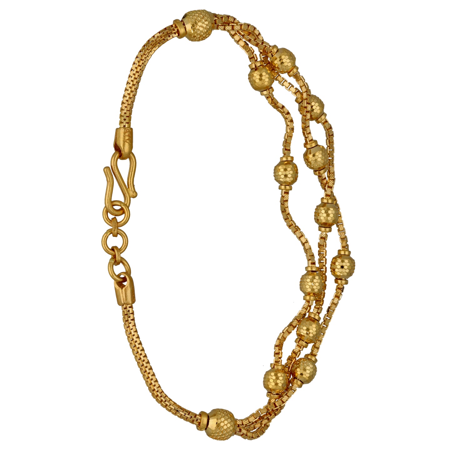 New 22ct Gold Triple Beaded Bracelet