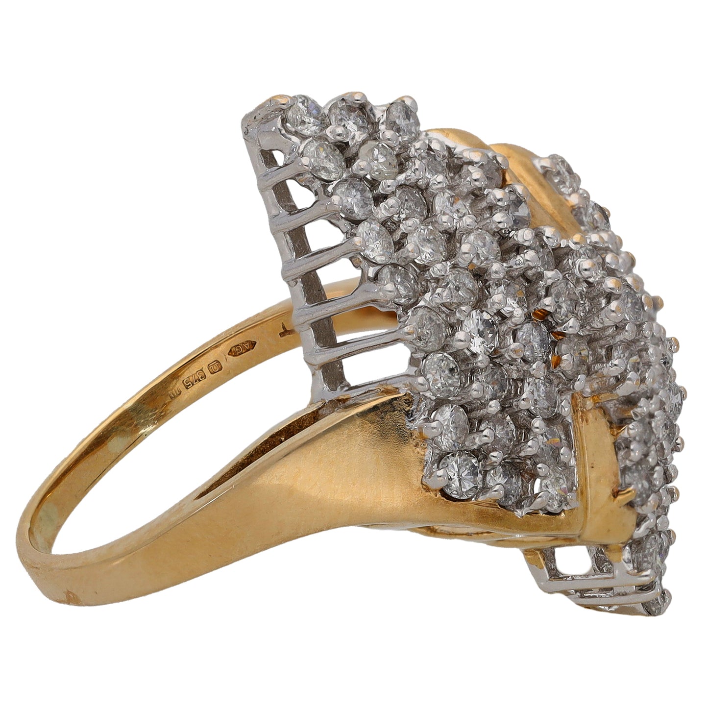 9ct Gold 1.68ct Diamond Dress/Cocktail Ring Size V