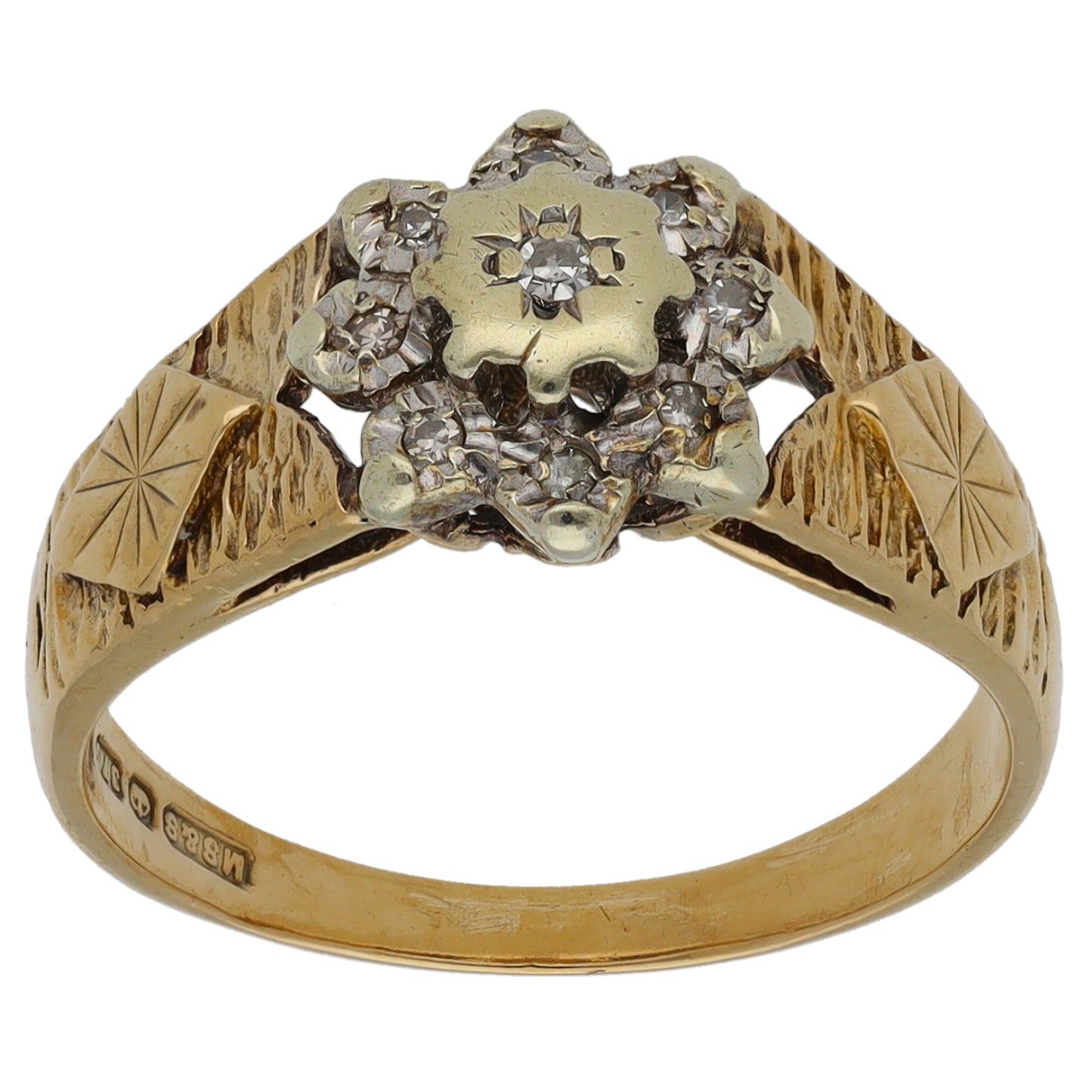 9ct Gold 0.045ct Diamond Cluster Ring Size N