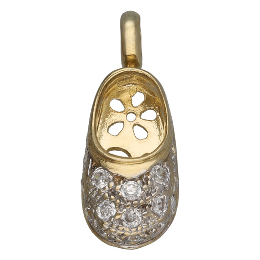 9ct Gold Cubic Zirconia Baby Shoe Pendant
