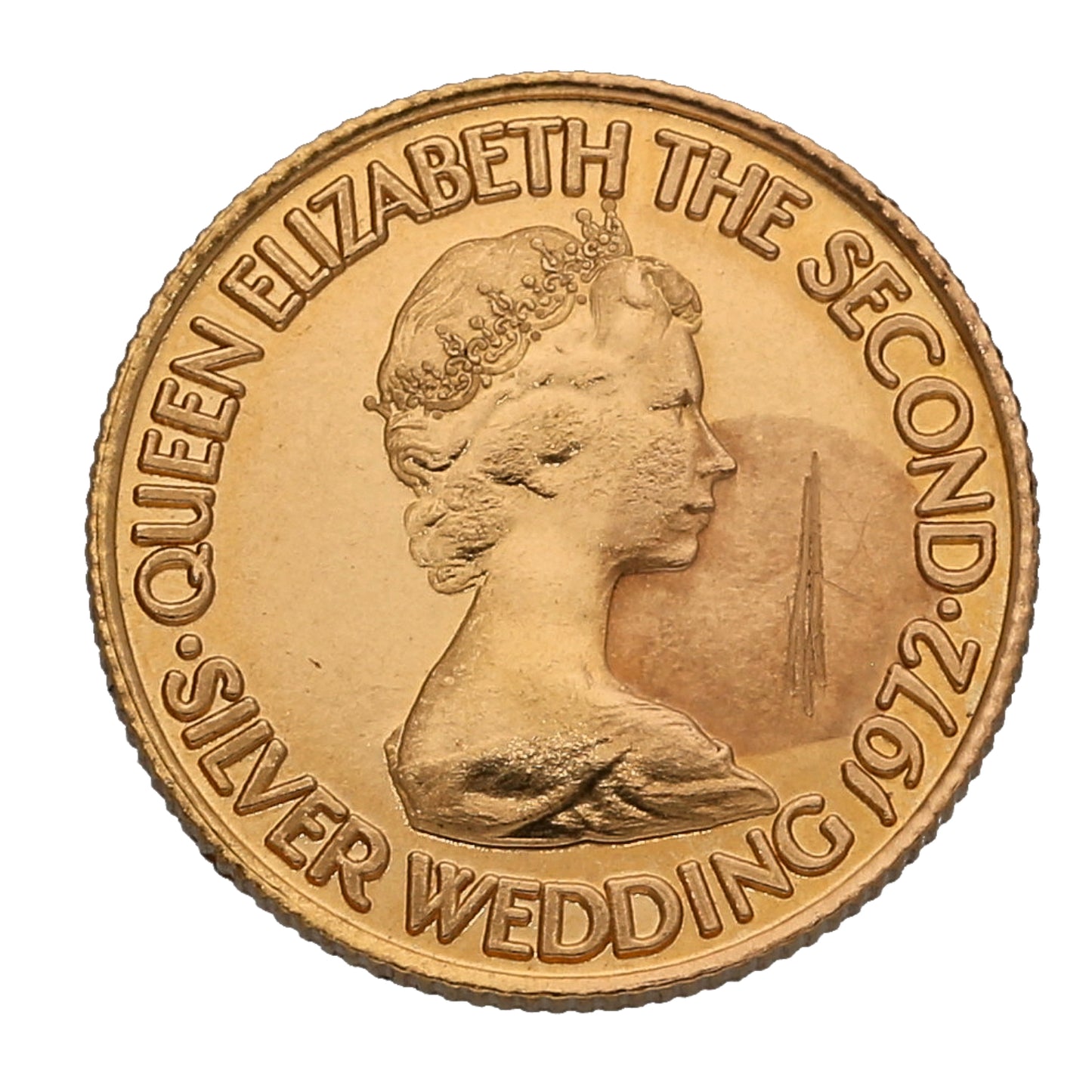 22ct Gold Queen Elizabeth II Silver Wedding Five Pounds Coin 1972