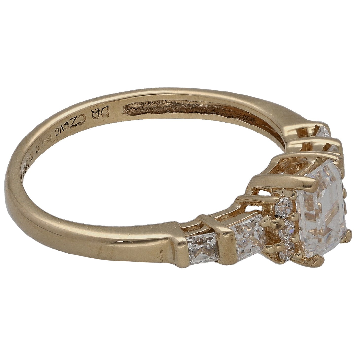 14ct Gold Cubic Zirconia Single Stone Ring With Accents Size M