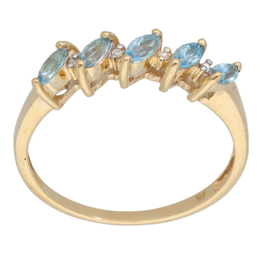 9ct Gold Topaz & 0.02ct Diamond Half Eternity Ring Size P