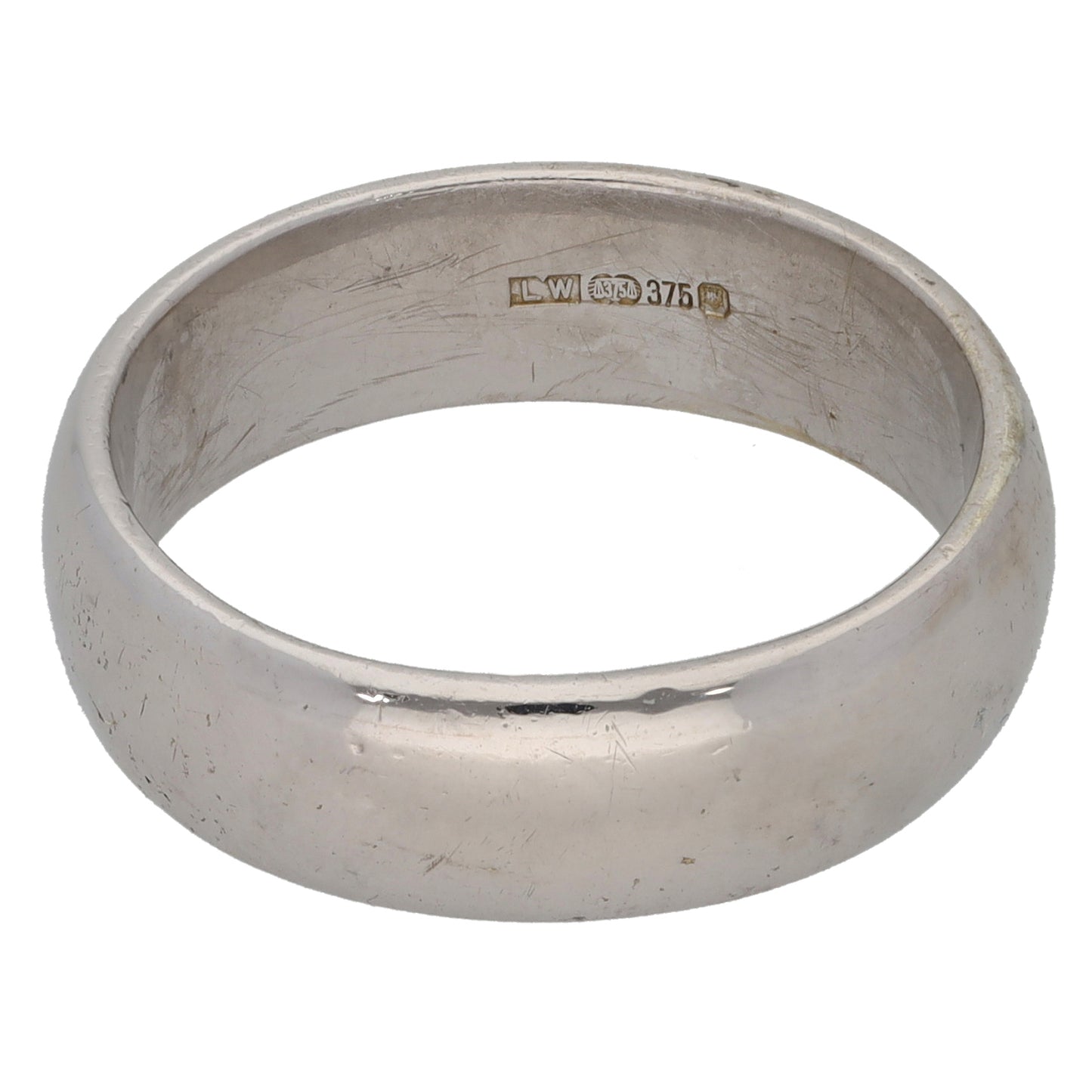 9ct White Gold Plain Wedding Ring Size Q