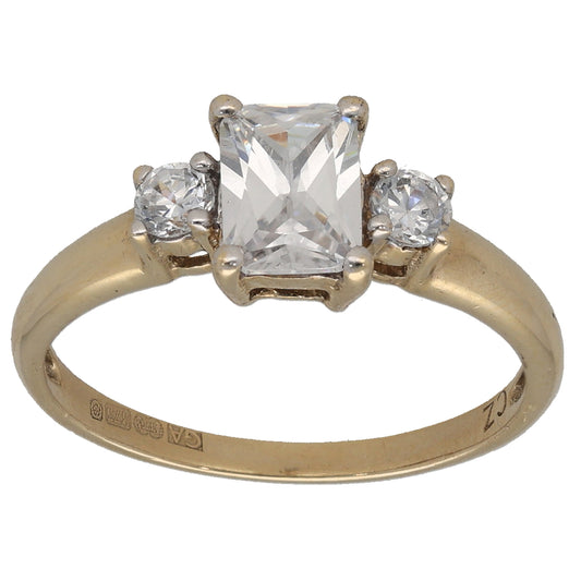 9ct Gold Cubic Zirconia Trilogy Ring Size P