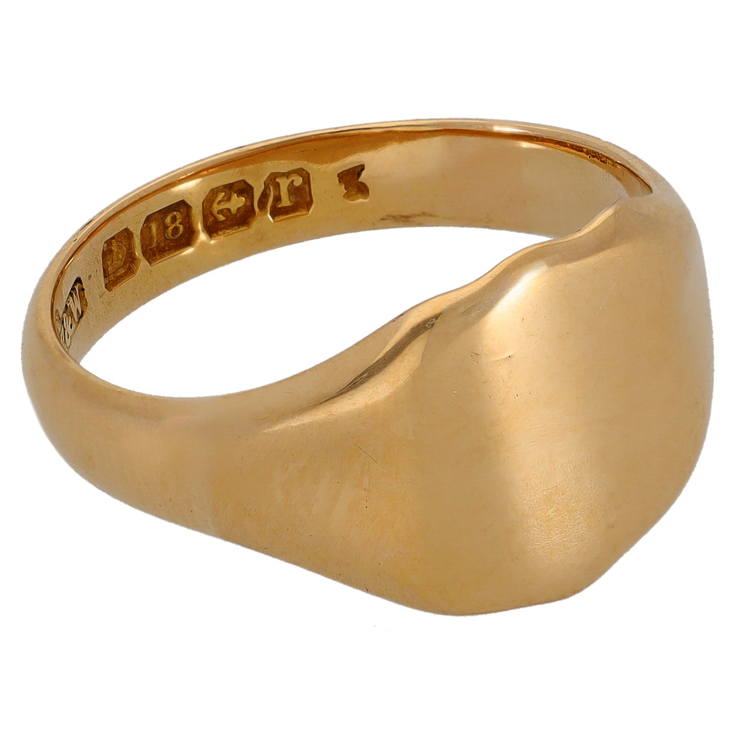 18ct Gold Plain Signet Ring Size S