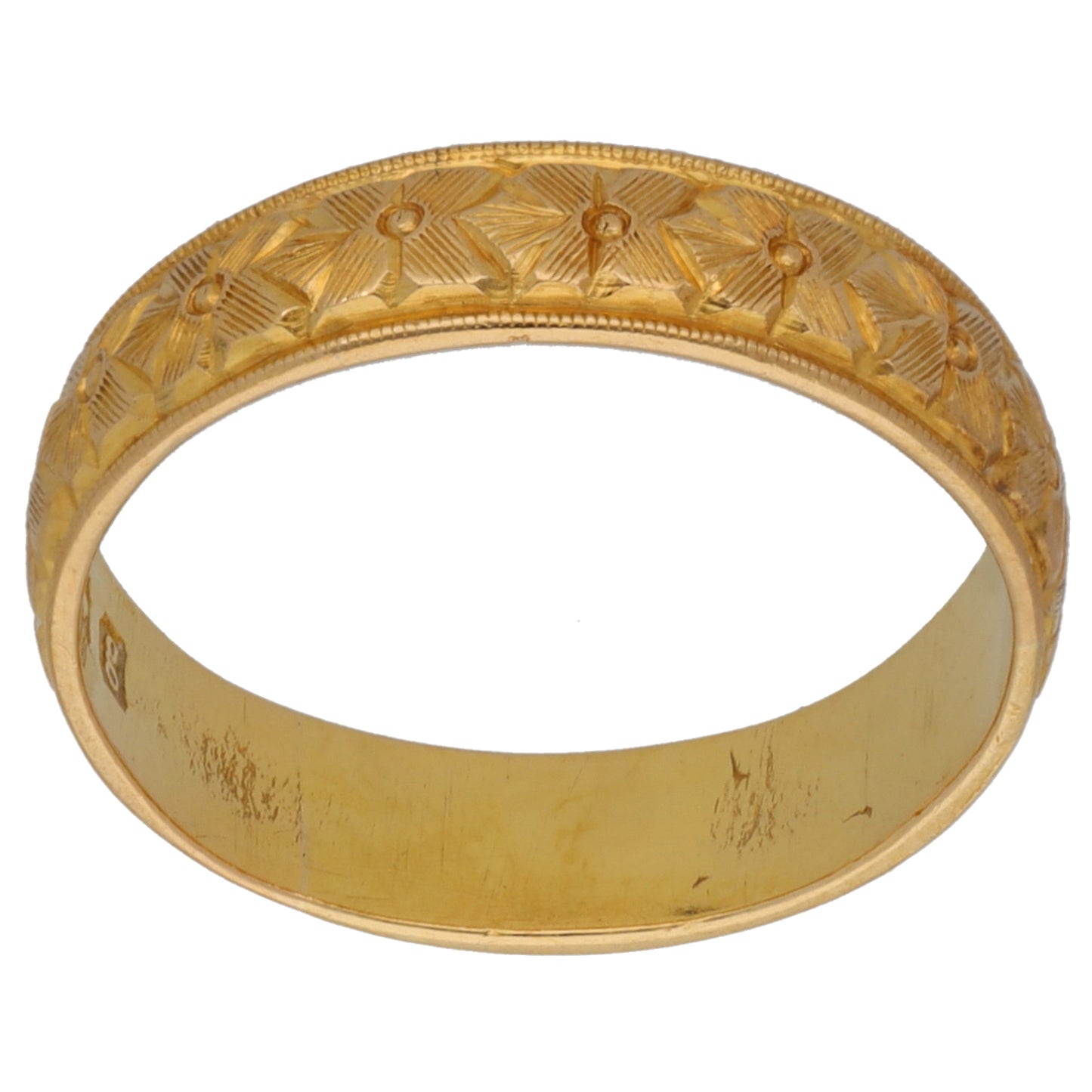 22ct Gold Patterned Wedding Ring Size M
