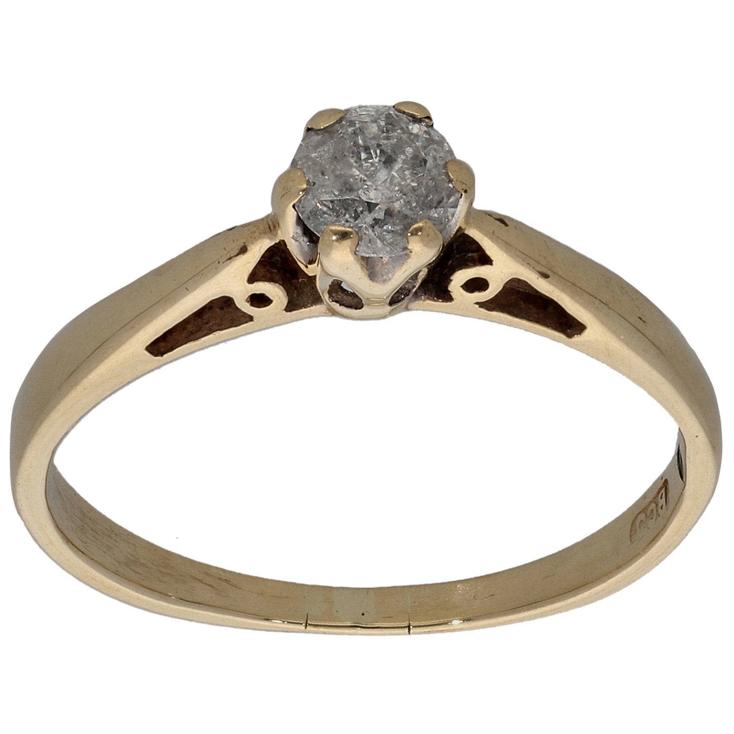 9ct Gold 0.22ct Diamond Solitaire Ring Size L