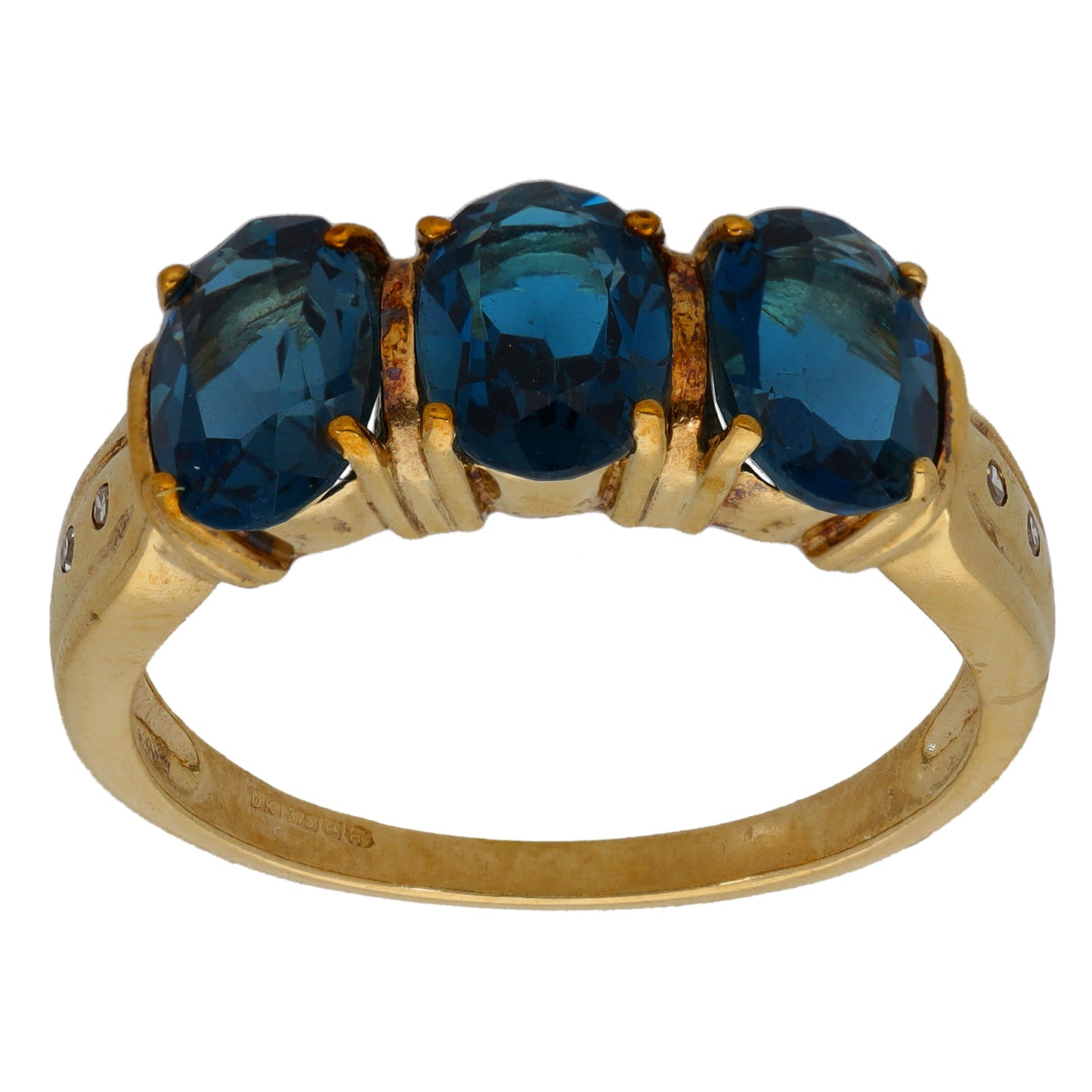 9ct Gold Topaz Trilogy Ring Size N