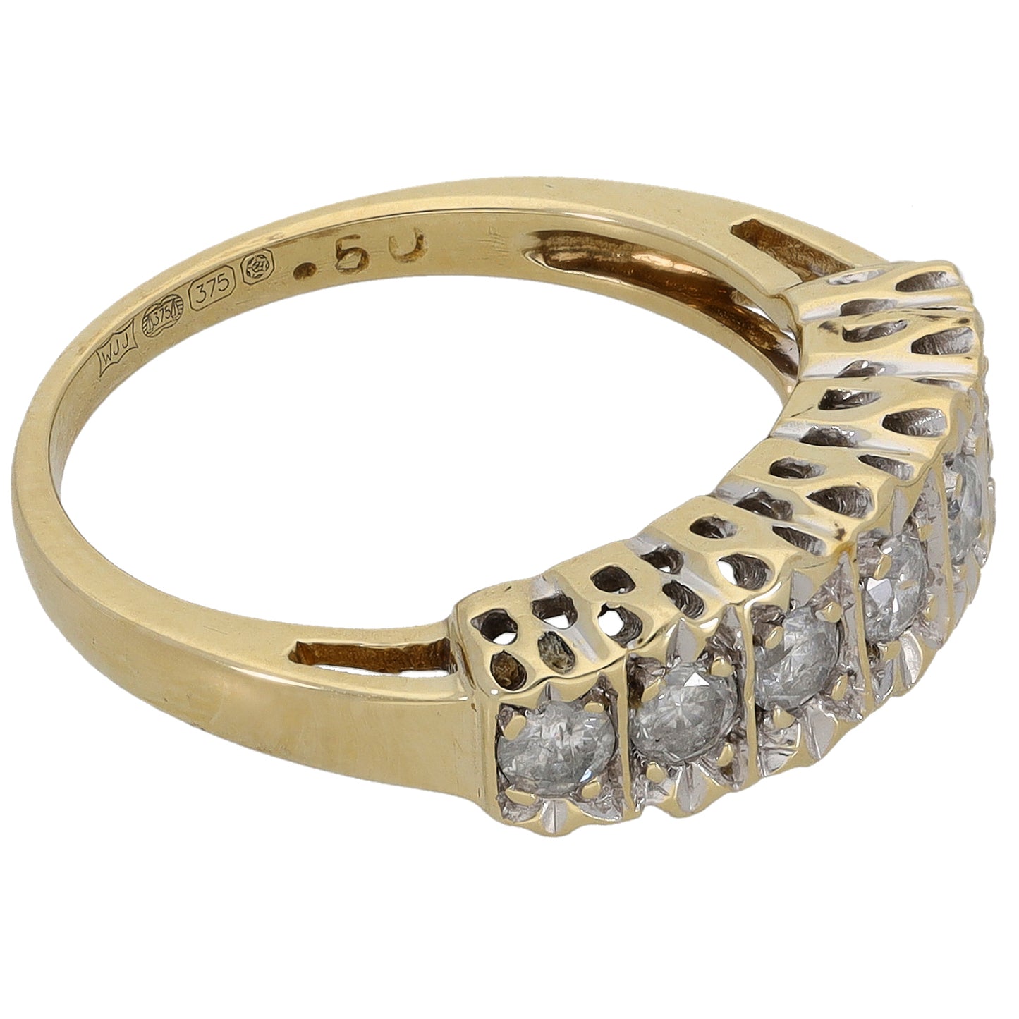 9ct Gold 0.50ct Diamond Half Eternity Ring Size L