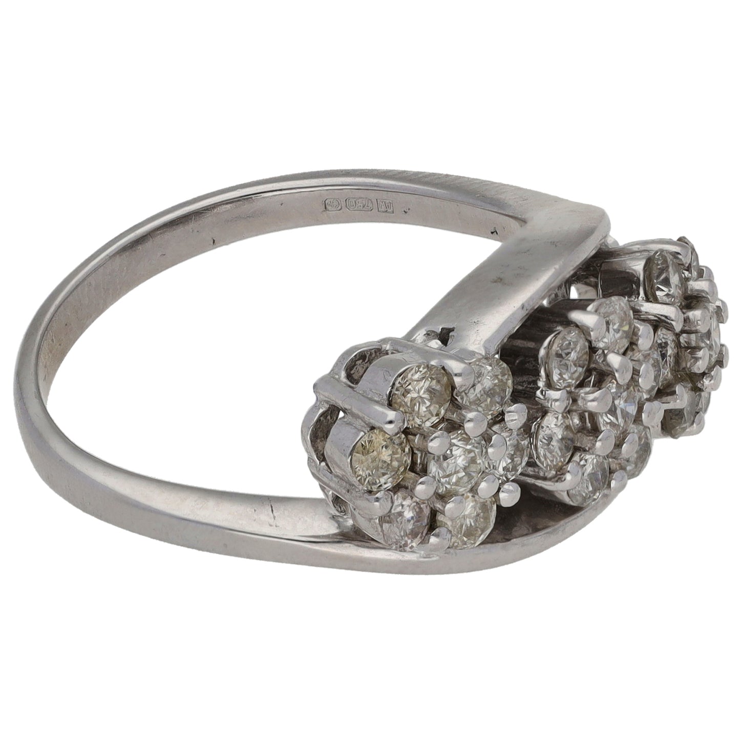 18ct White Gold 1.05ct Diamond Cluster Ring Size O