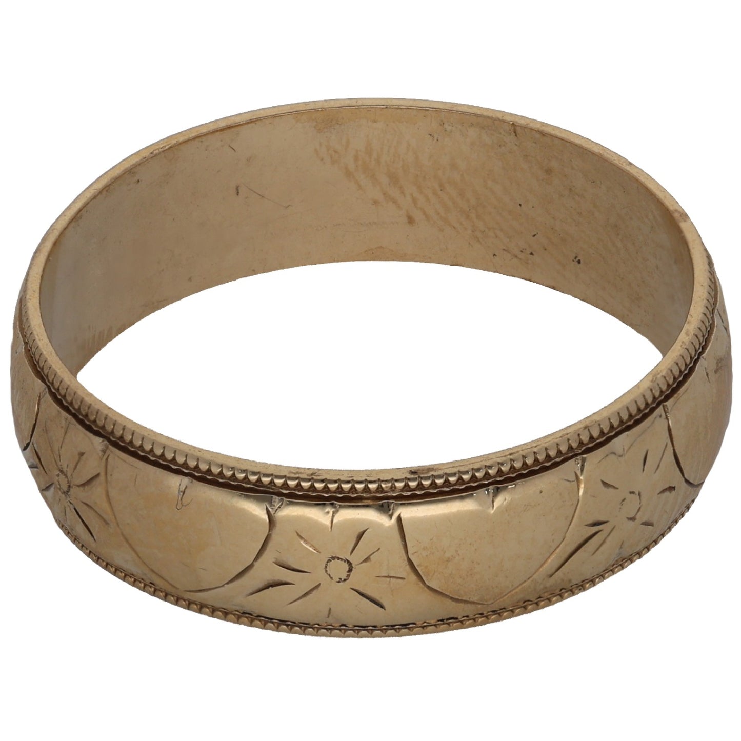 9ct Gold Patterned Wedding Ring Size T
