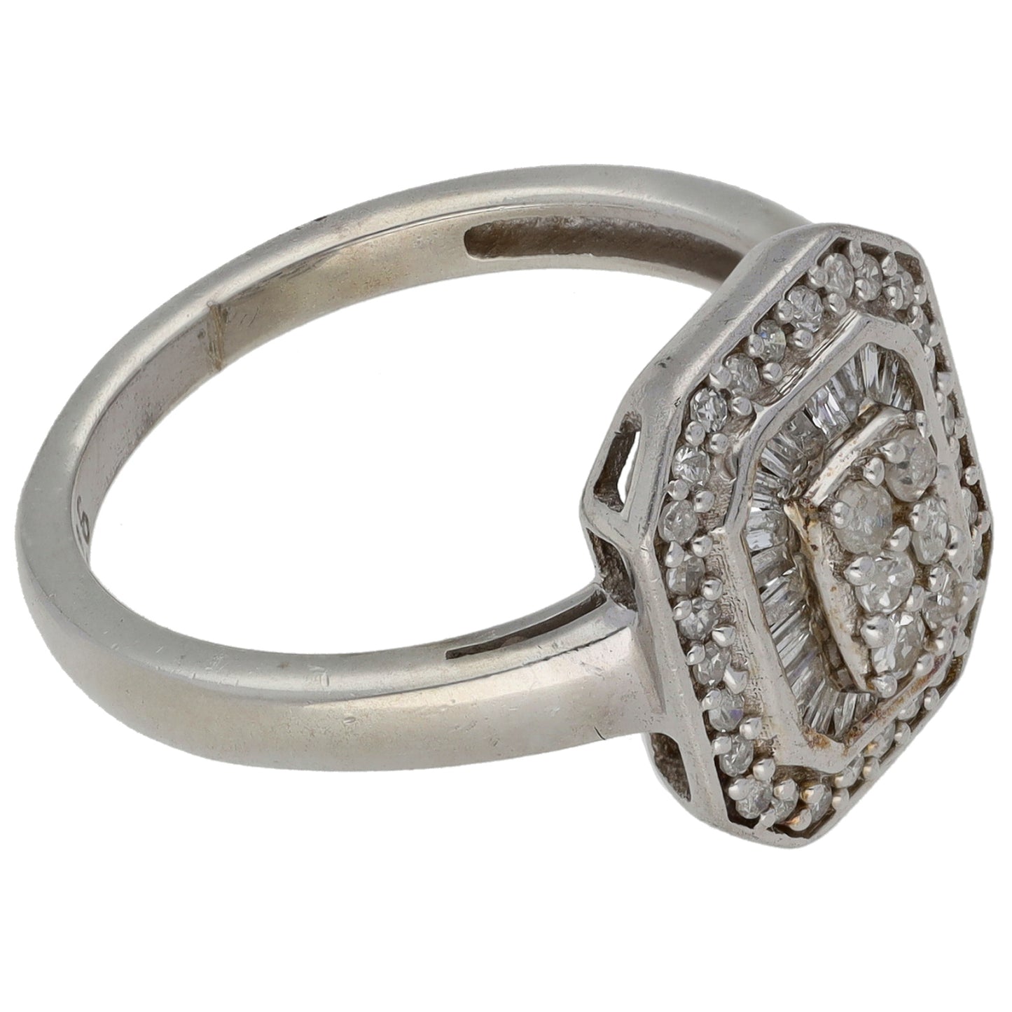 Sterling Silver 0.52ct Diamond Cluster Ring Size P