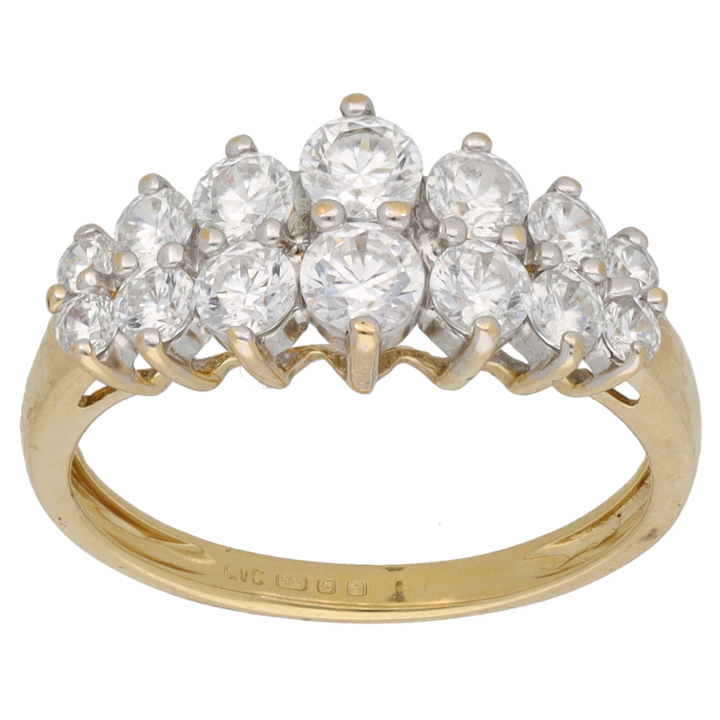 9ct Gold Cubic Zirconia Dress/Cocktail Ring Size M