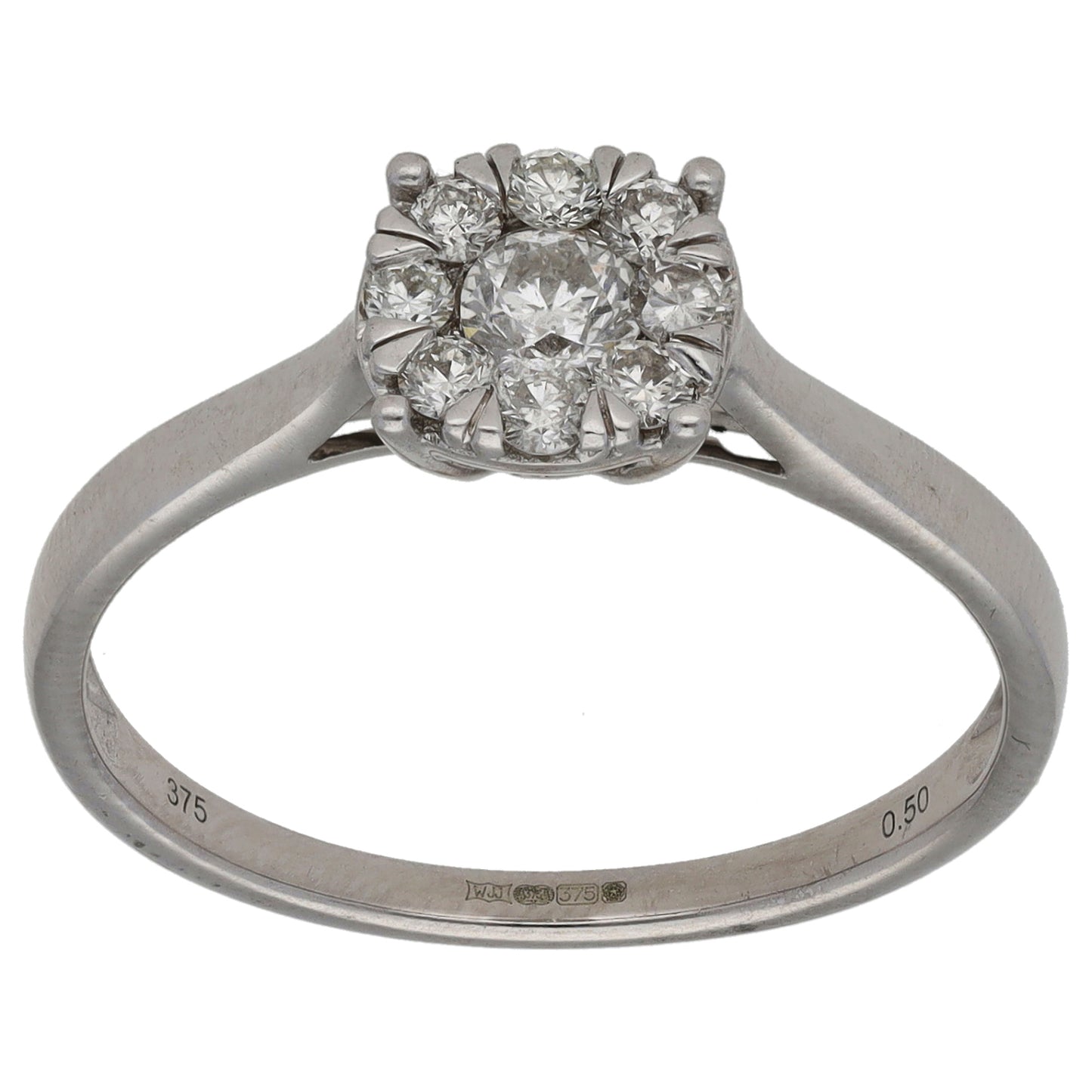 9ct Gold 0.50ct Diamond Cluster Ring Size T
