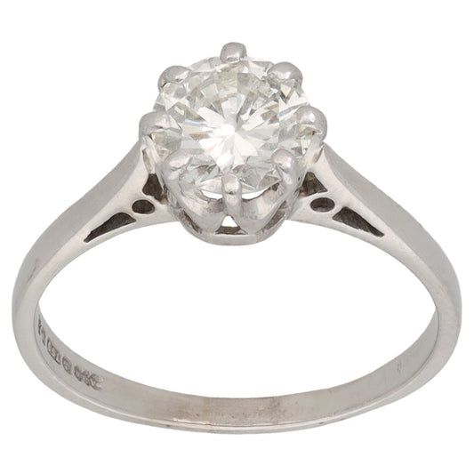 18ct White Gold 0.92ct Diamond Solitaire Ring Size L