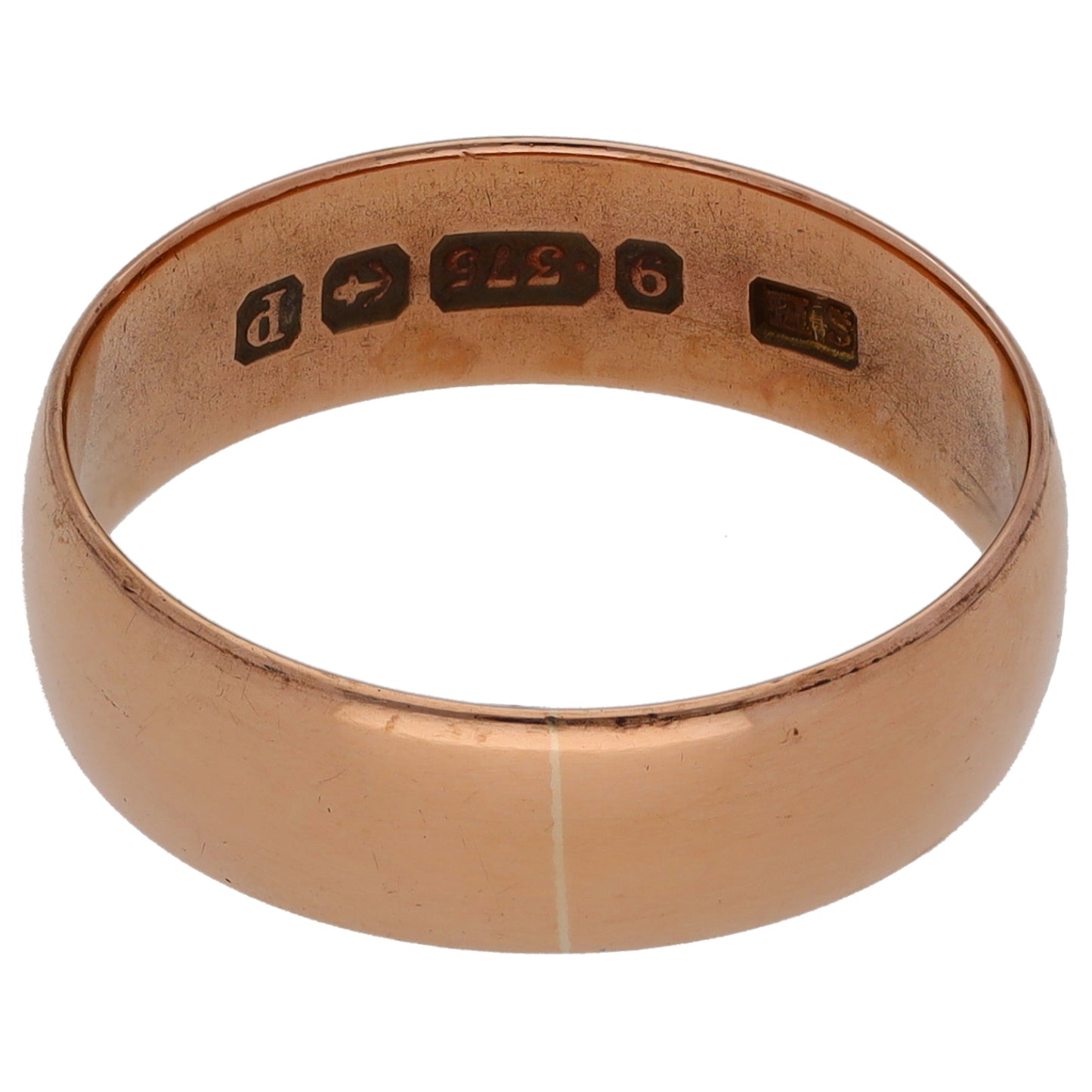 9ct Rose Gold Plain Wedding Ring Size P