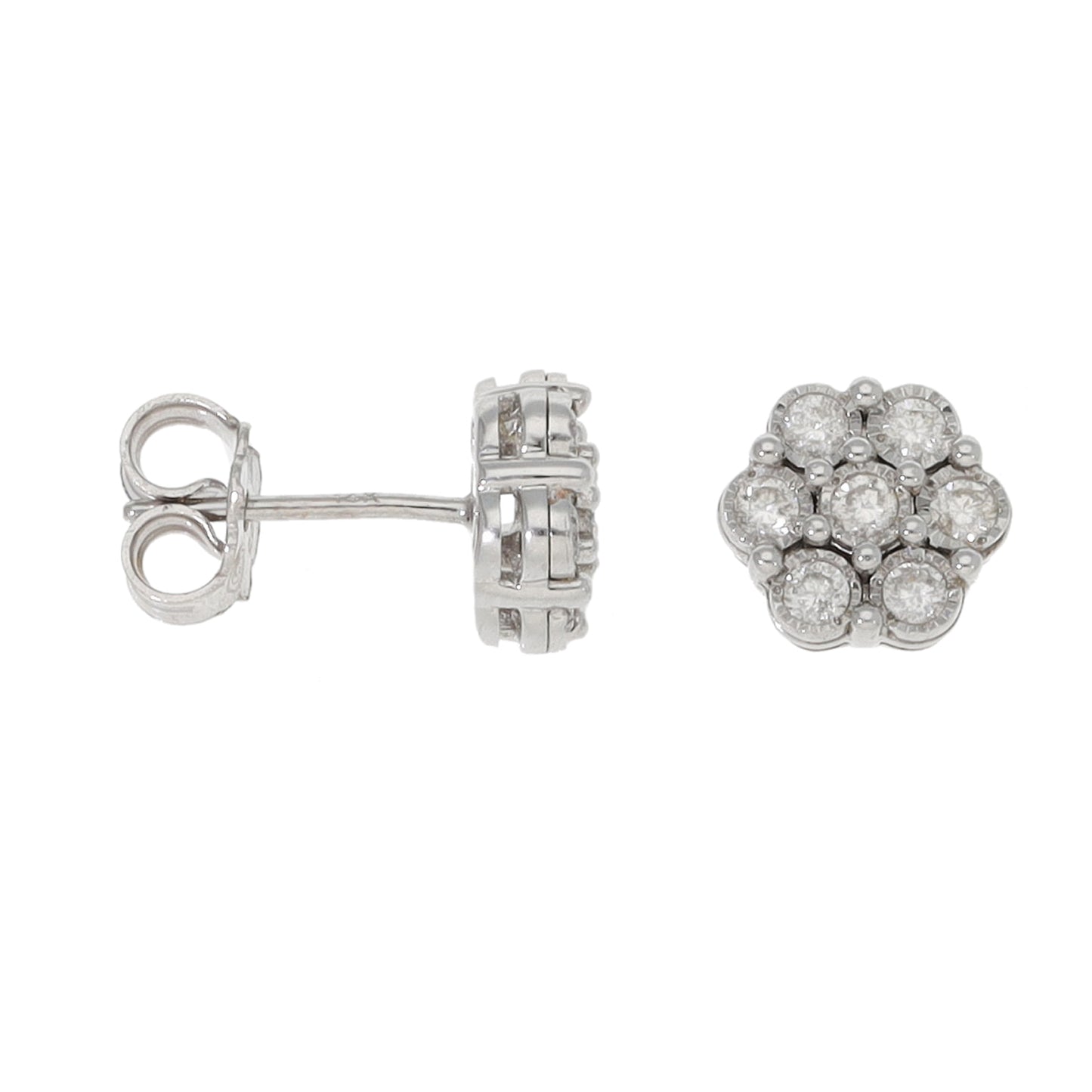 14ct White Gold 0.42ct Diamond Cluster Stud Earrings
