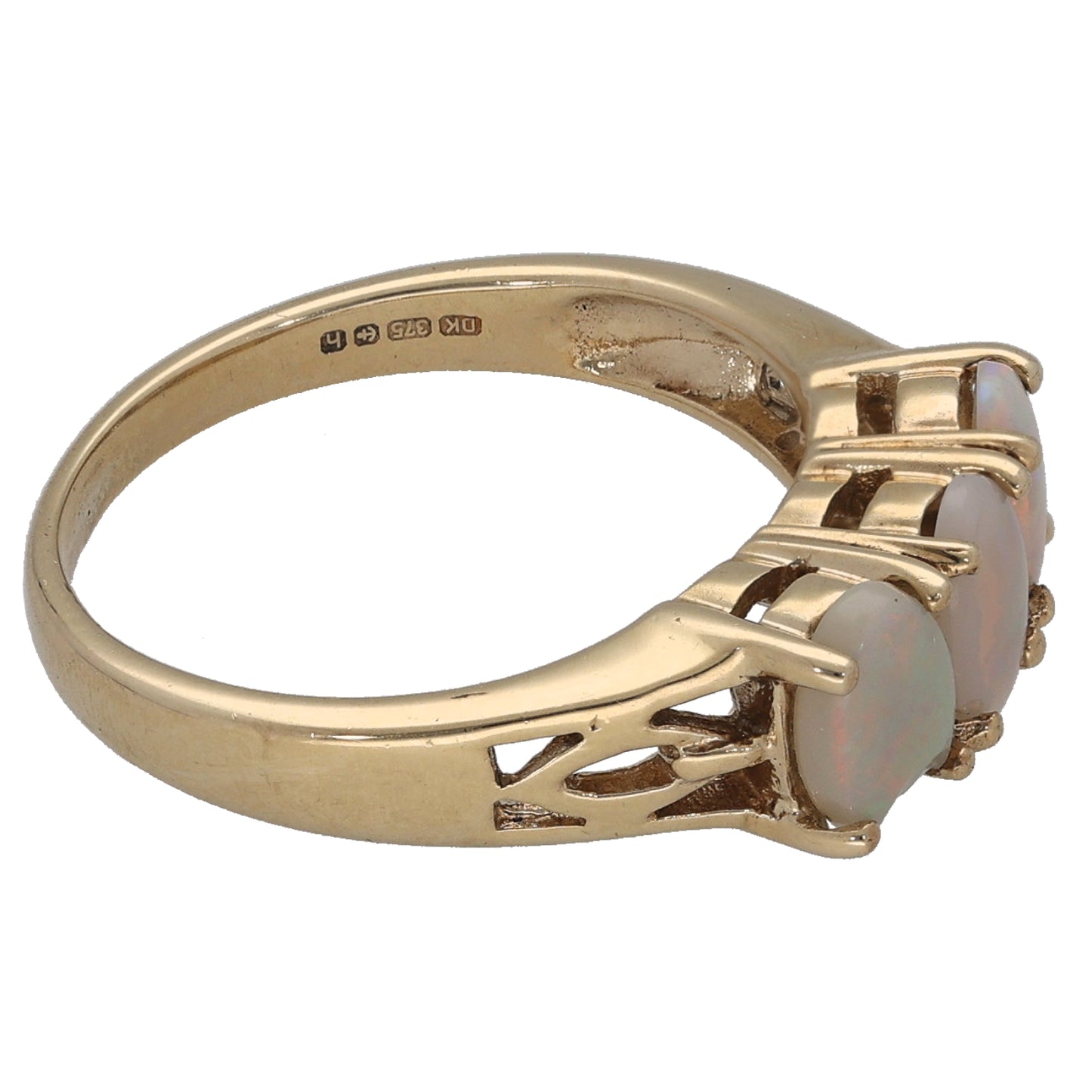9ct Gold Opal Trilogy Ring Size K