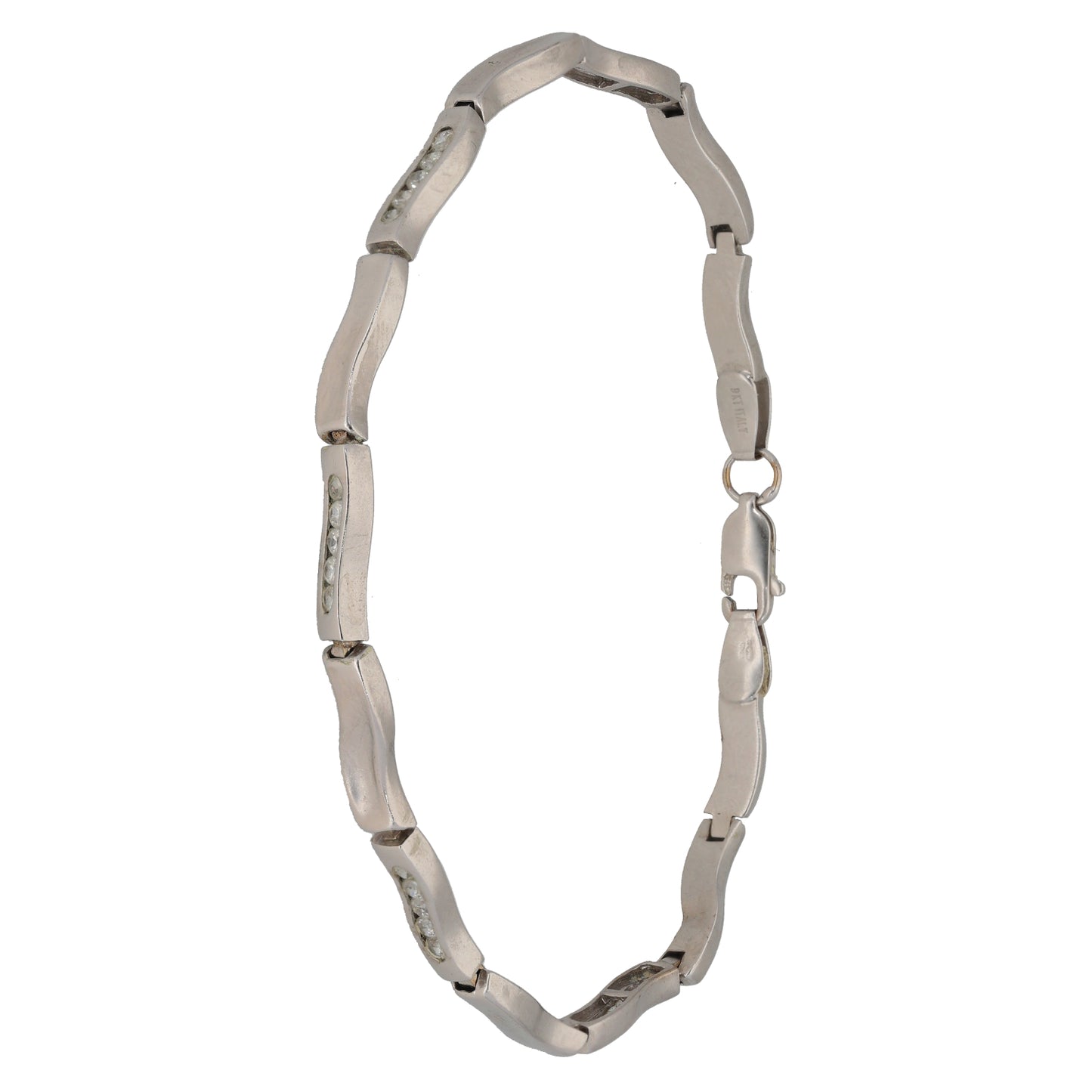 9ct White Gold Cubic Zirconia Fancy Stone Set Bracelet