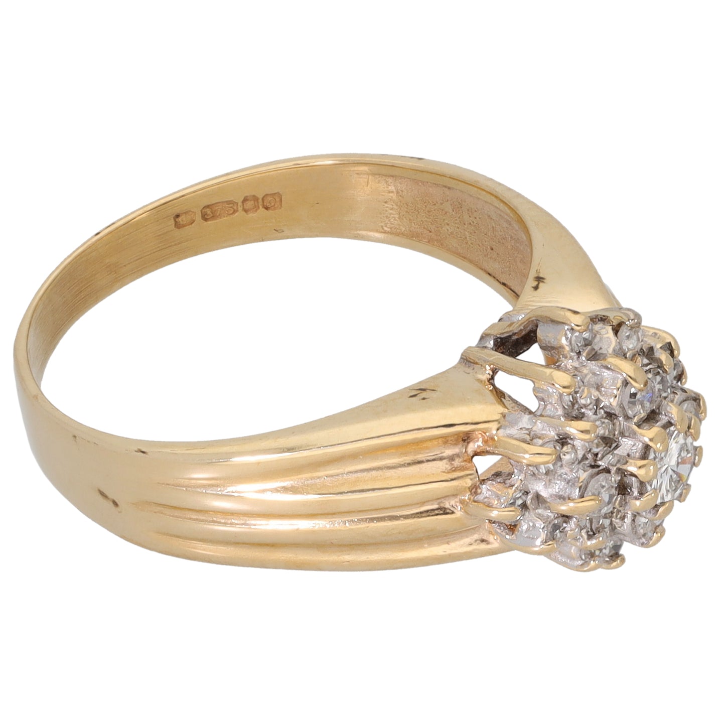 9ct Gold 0.34ct Diamond Cluster Ring Size P