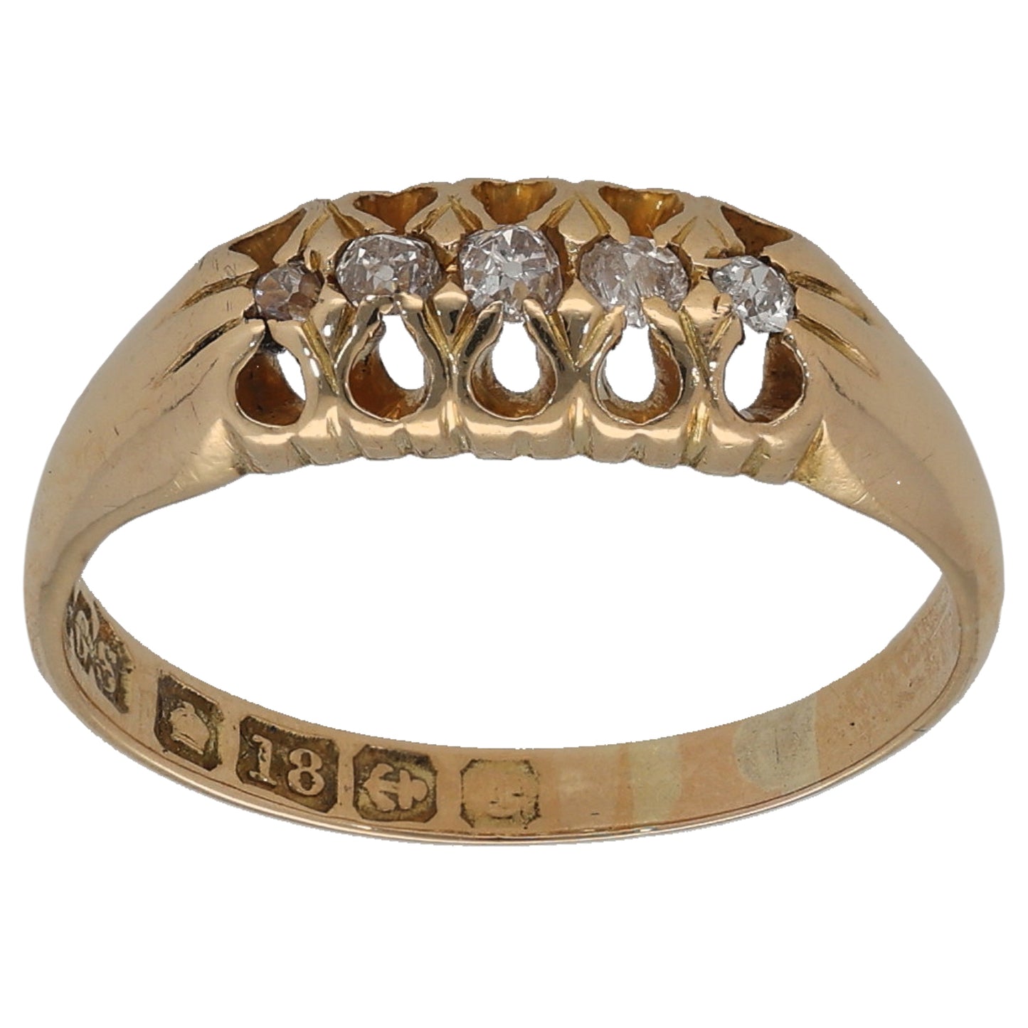 18ct Gold 0.05ct Diamond Half Eternity Ring Size M