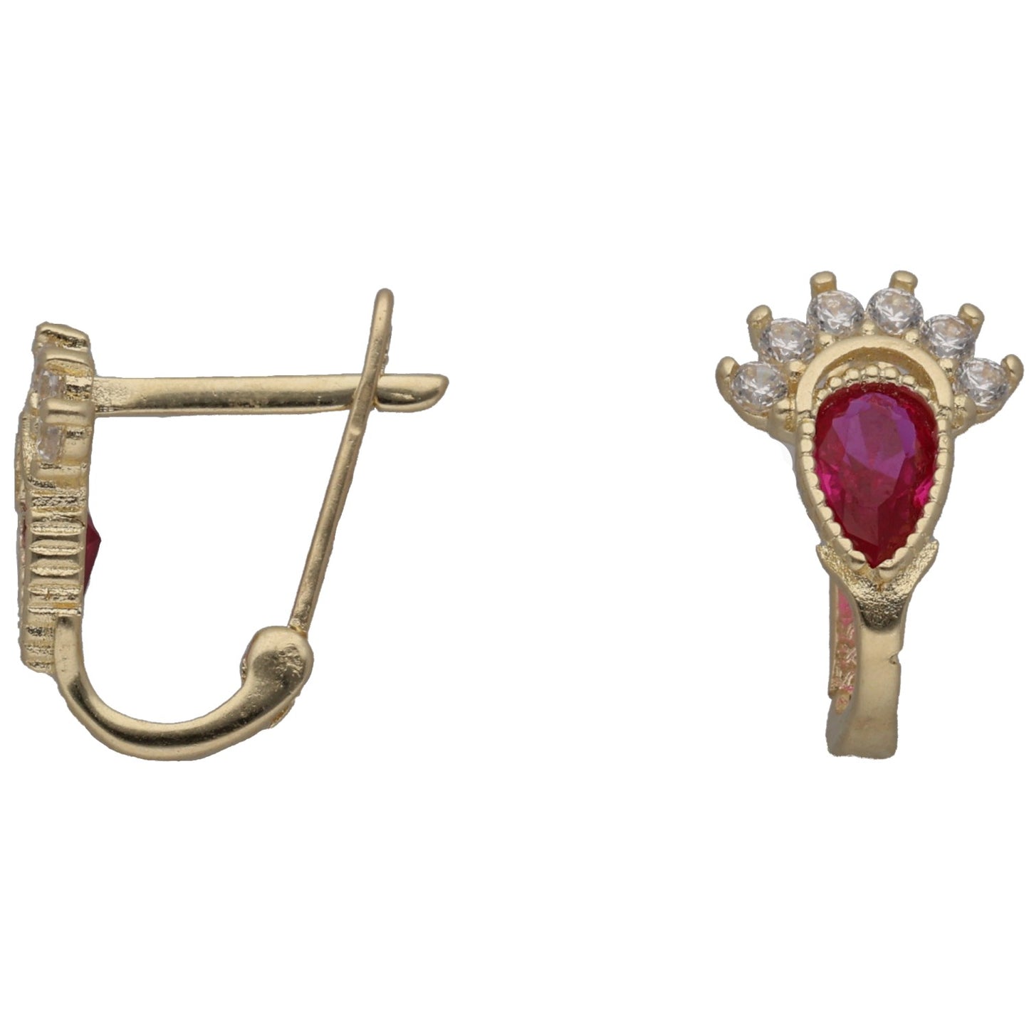 New 14ct Gold Red Cubic Zirconia Cocktail Earrings