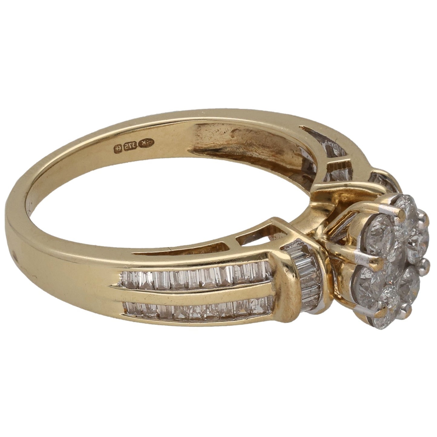 9ct Gold 0.65ct Diamond Cluster Ring Size M