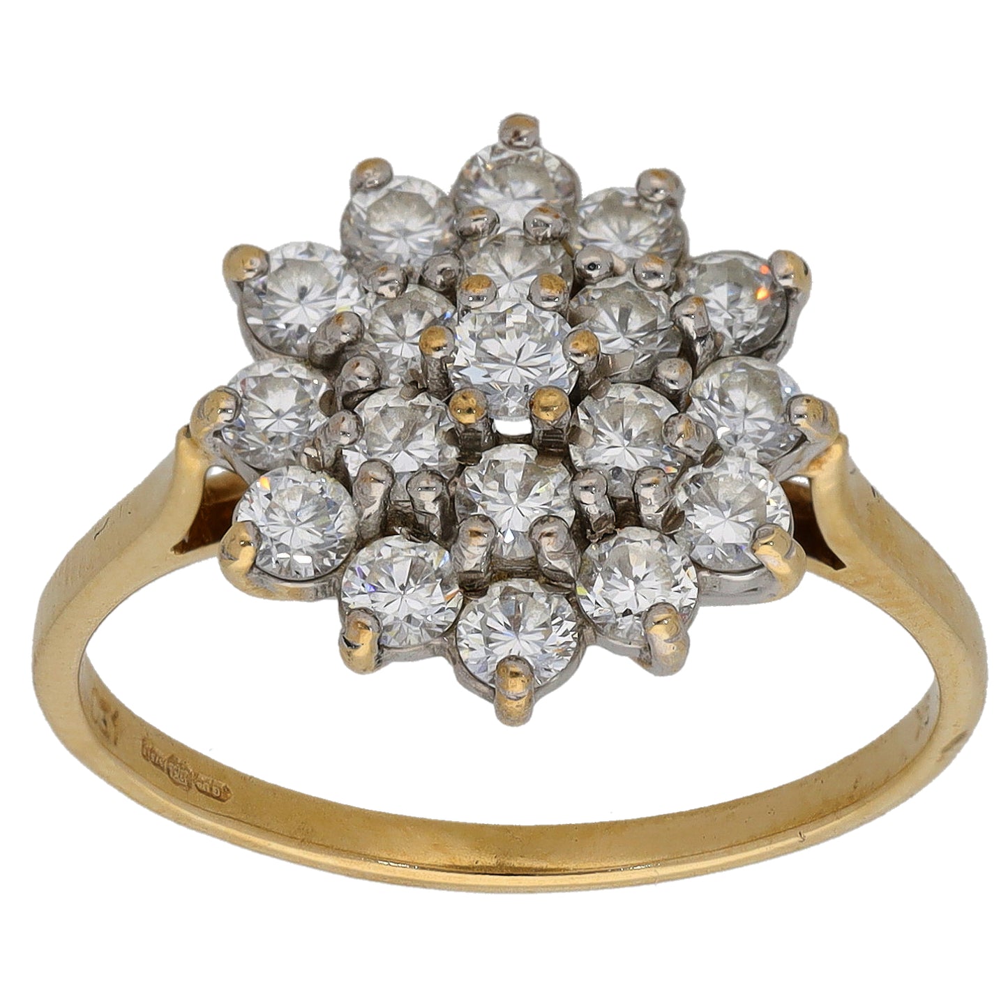 9ct Gold Cubic Zirconia Cluster Ring Size P