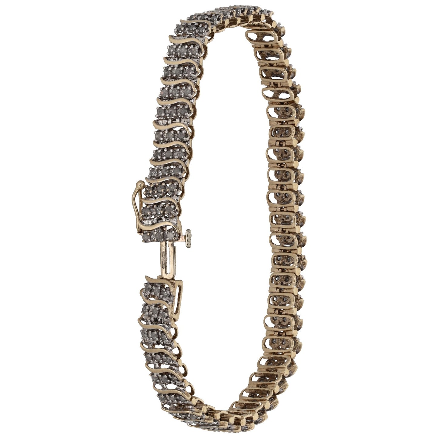 9ct Gold 1.98ct Diamond Fancy Stone Set Bracelet
