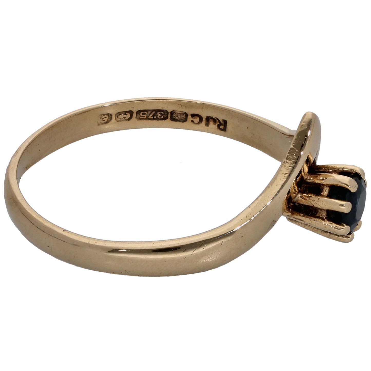 9ct Gold Sapphire Wishbone Ring Size Q