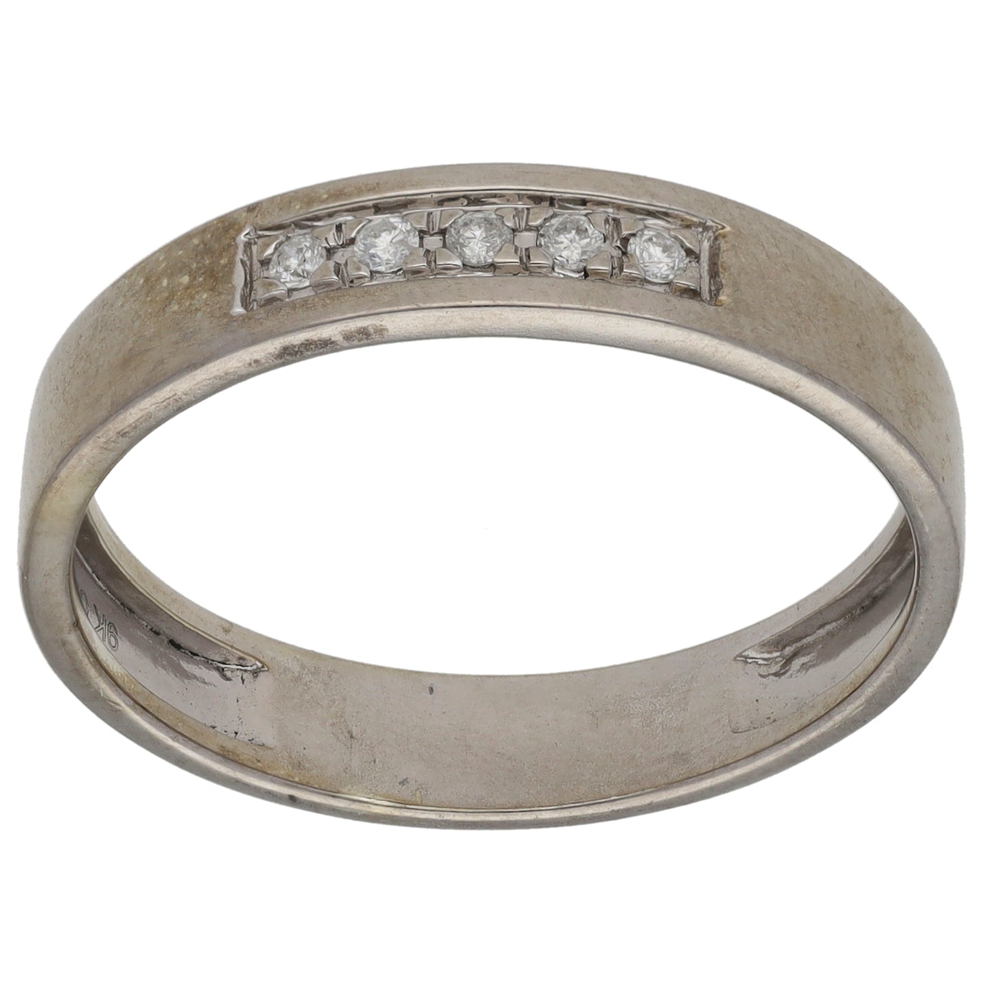9ct White Gold 0.10ct Diamond Wedding Ring Size V