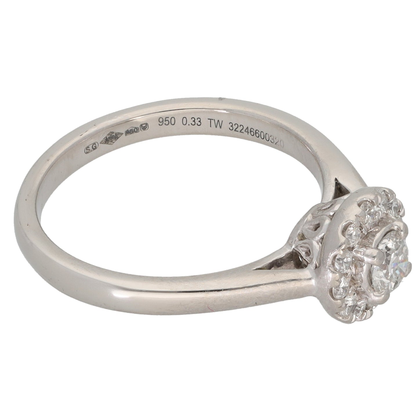 Platinum 0.33ct Diamond Cluster Ring Size L