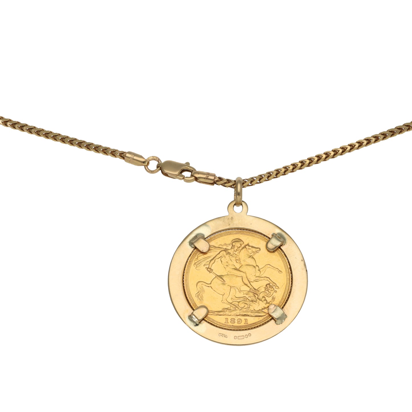 9ct Gold Full Sovereign Coin Pendant With Chain