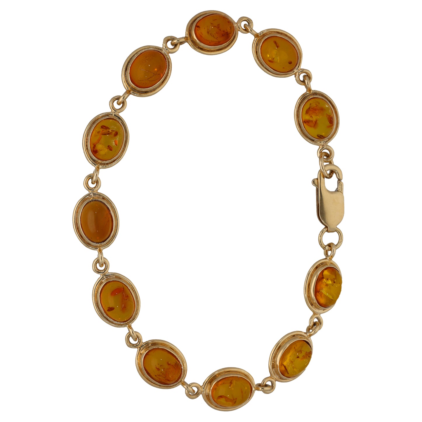 9ct Gold Amber Fancy Stone Set Bracelet