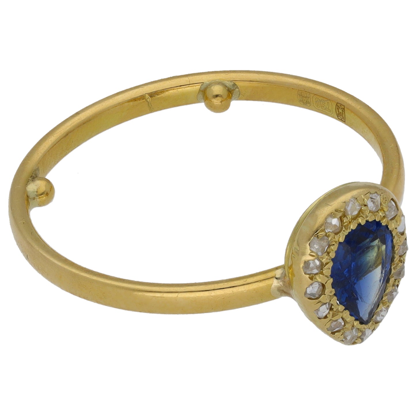 18ct Gold Sapphire & 0.16ct Diamond Dress/Cocktail Ring Size V