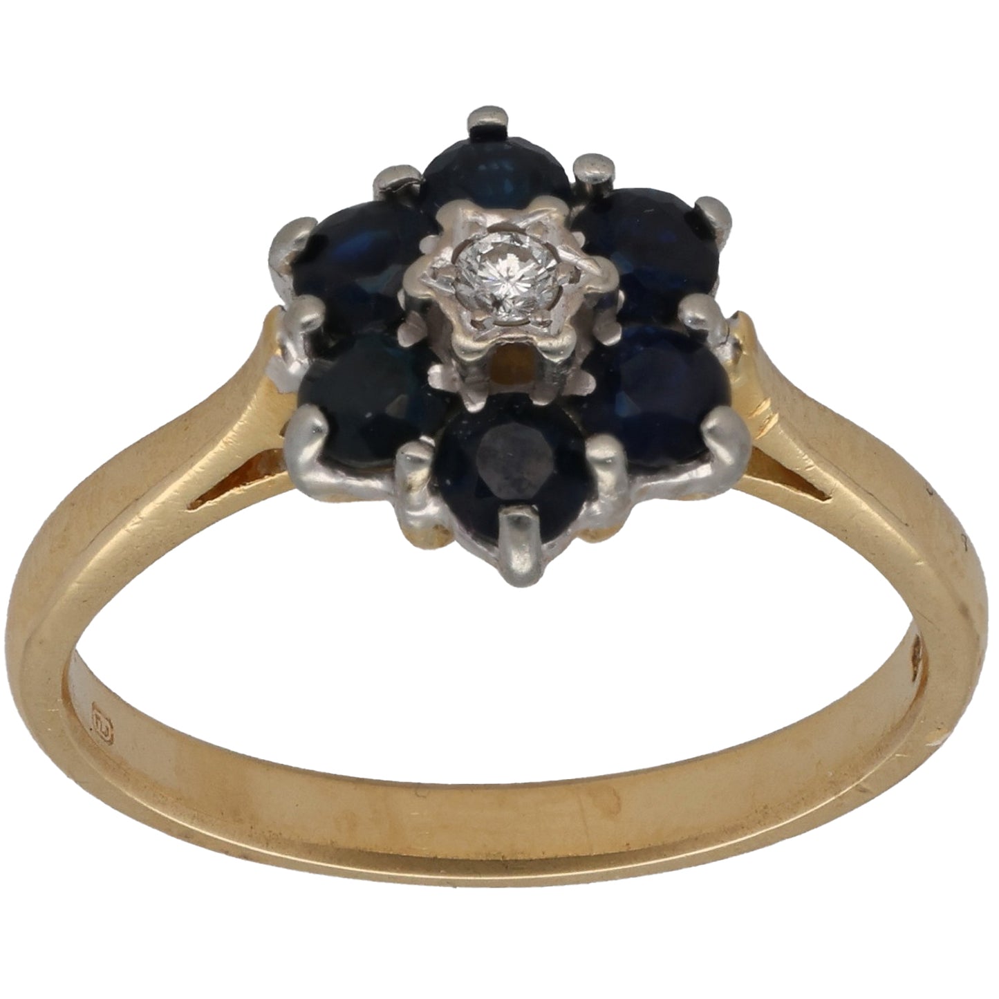 18ct Gold Sapphire & 0.02ct Diamond Dress/Cocktail Ring Size N
