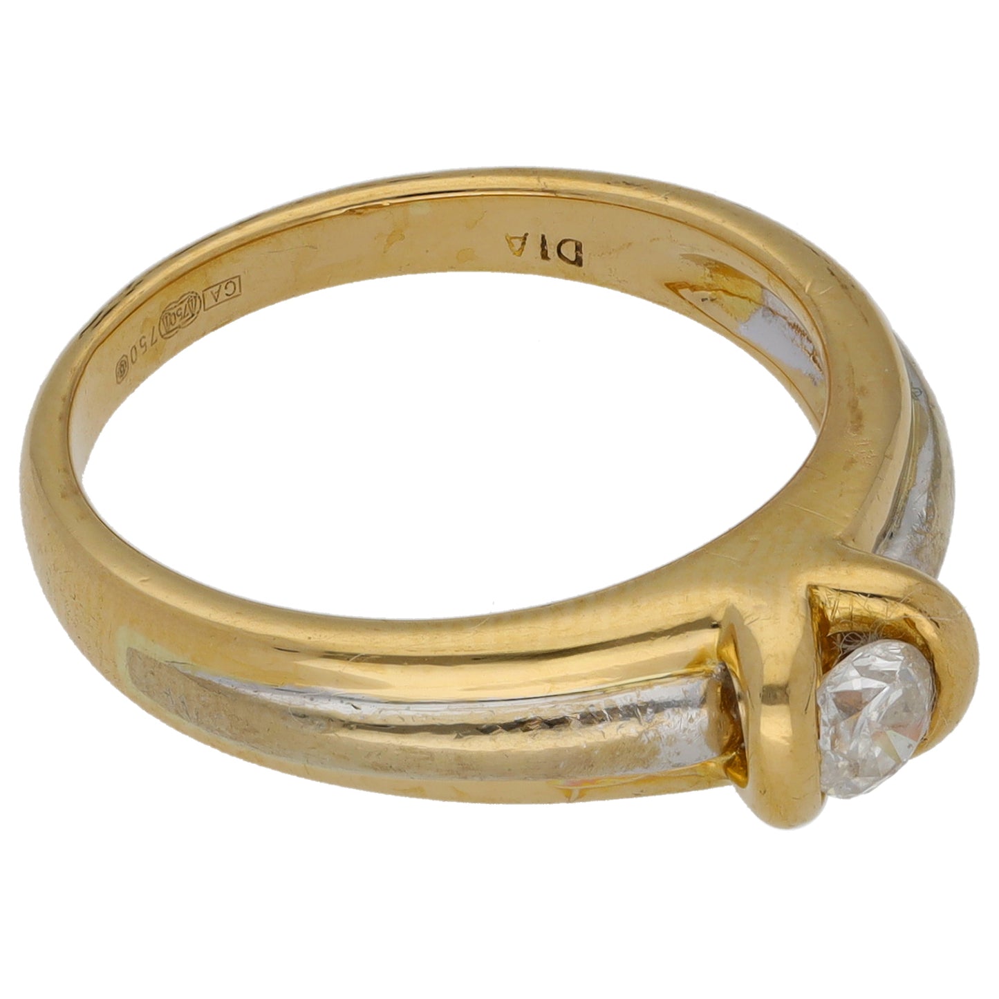 18ct Bi-Colour Gold 0.20ct Diamond Solitaire Ring Size M