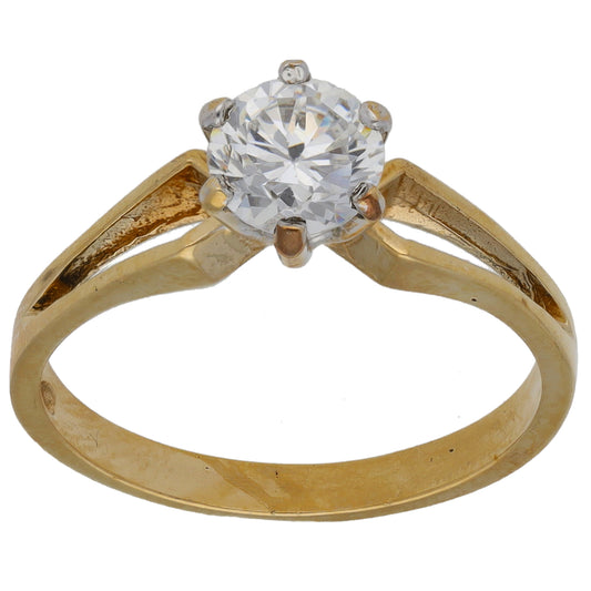 9ct Gold Cubic Zirconia Single Stone Ring Size N