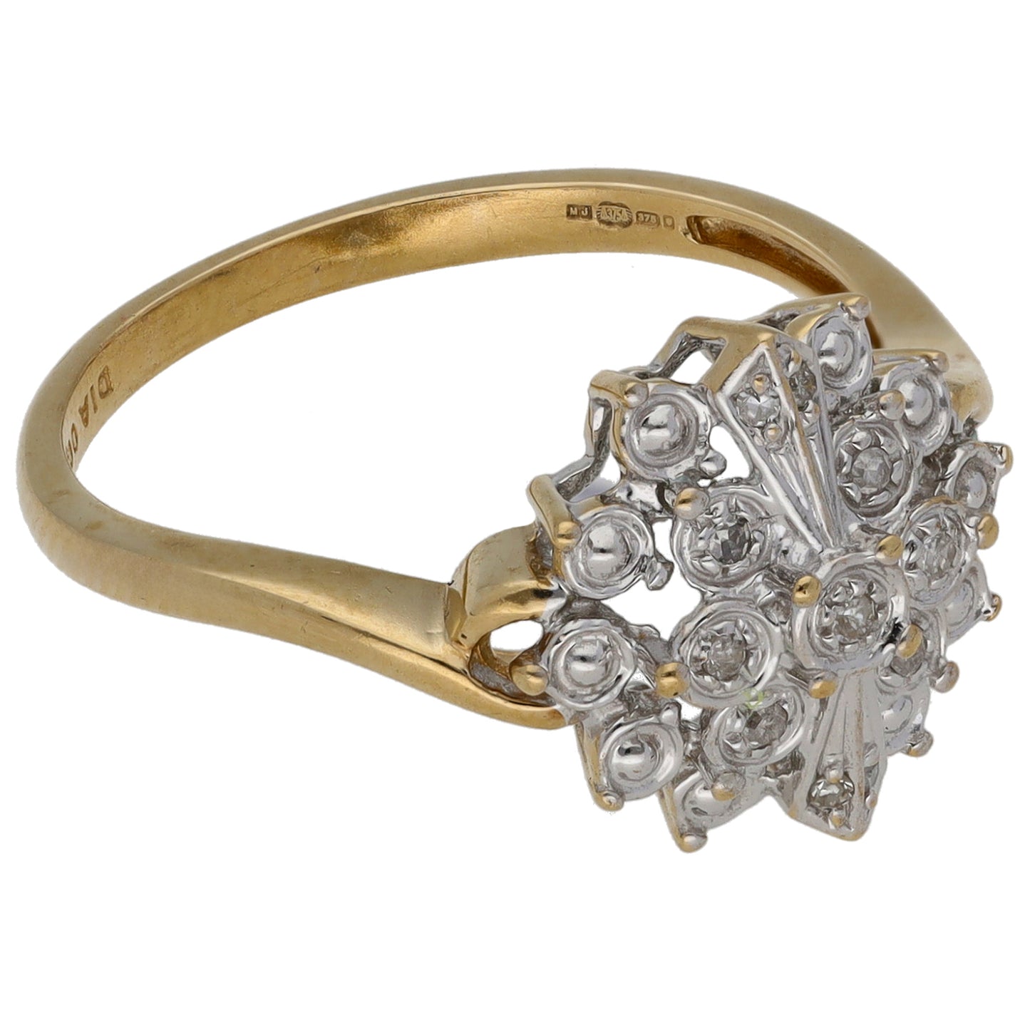 9ct Gold 0.05ct Diamond Cluster Ring Size P