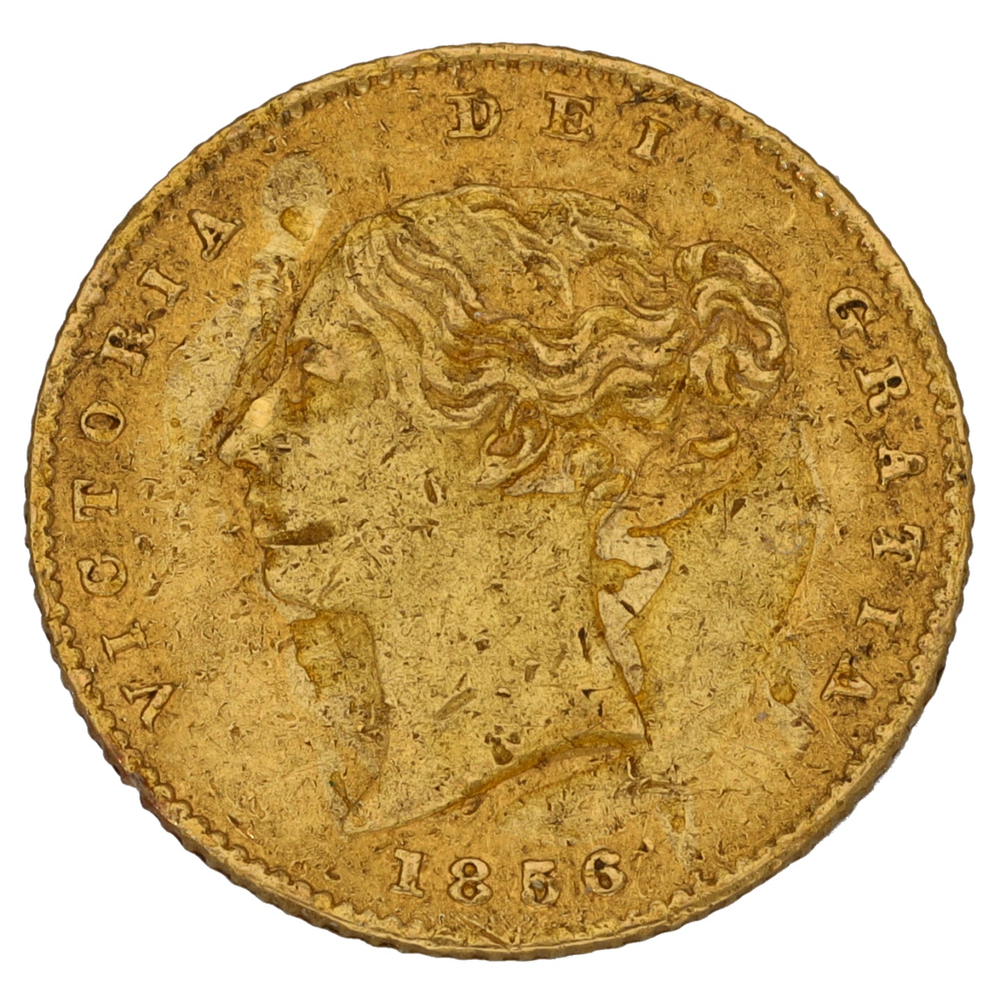 22ct Gold Queen Victoria Half Sovereign Coin 1856