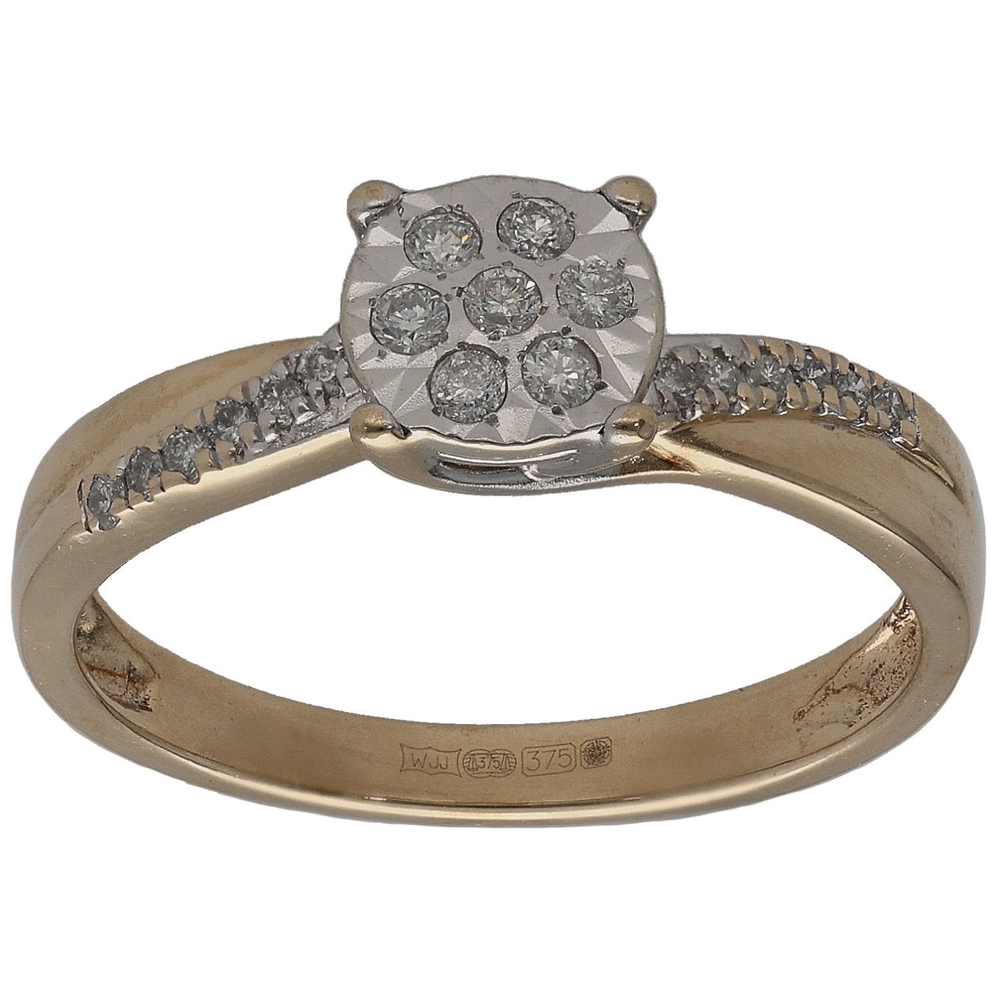 9ct Gold 0.13ct Diamond Dress/Cocktail Ring Size M
