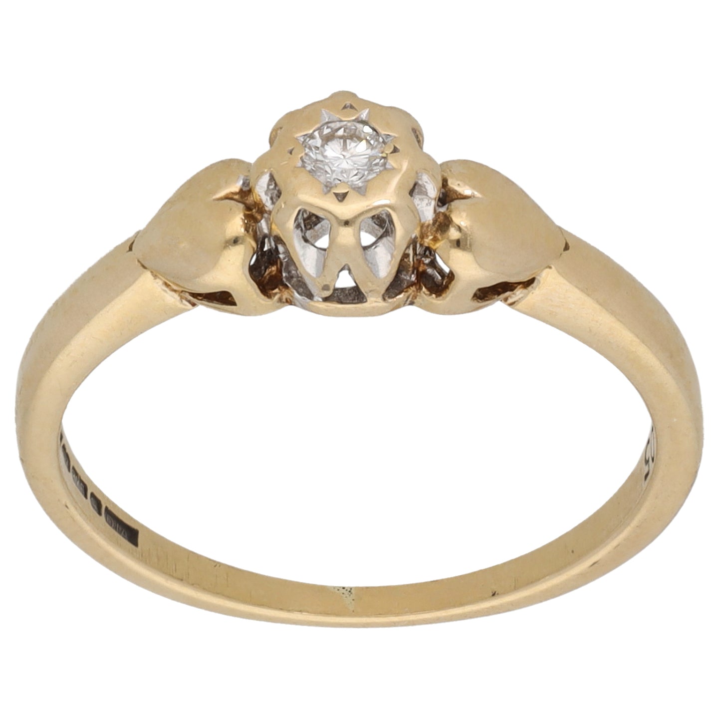 9ct Gold 0.05ct Diamond Solitaire Ring Size L