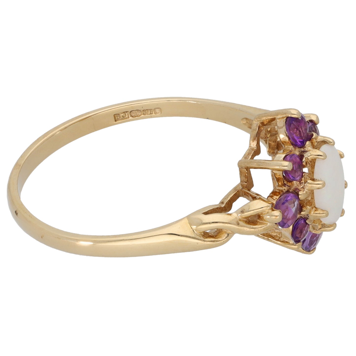 9ct Gold Amethyst & Opal Dress/Cocktail Ring Size Q