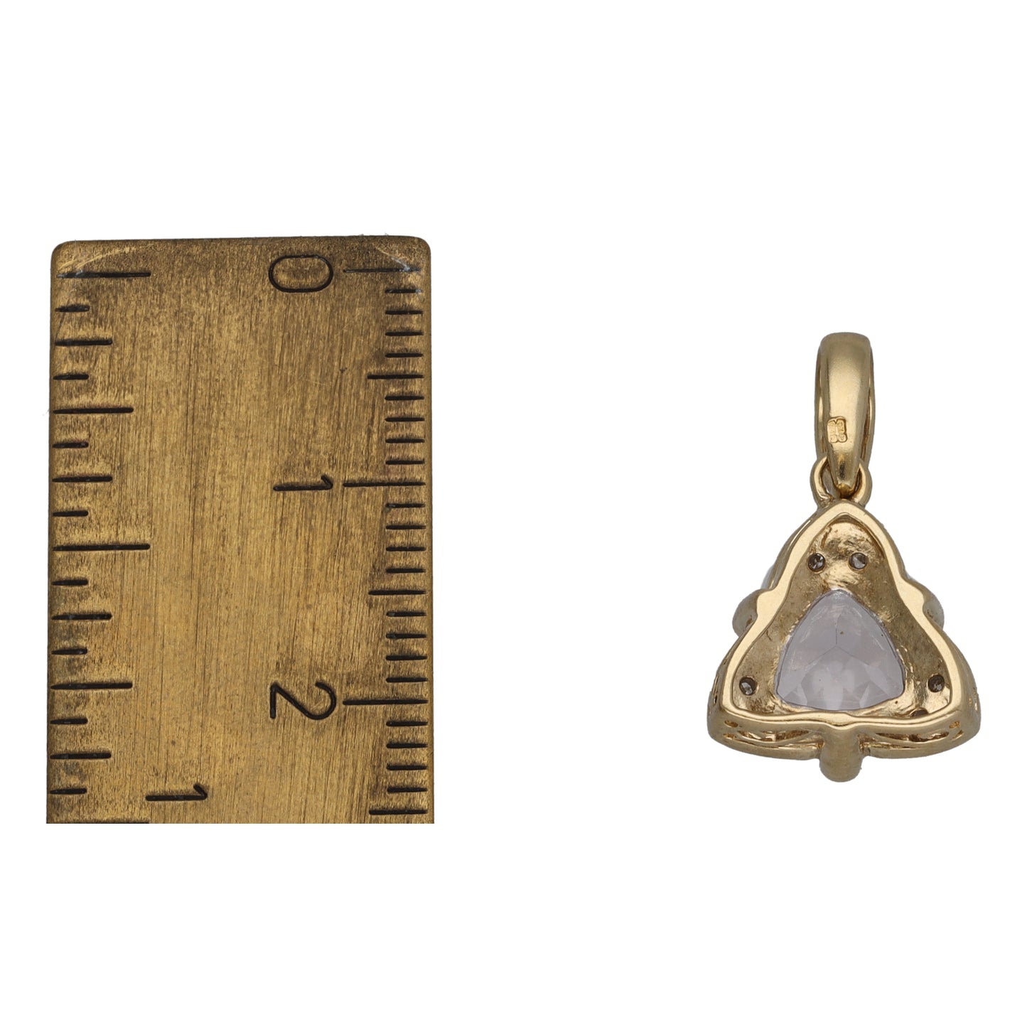 9ct Gold Kunzite & 0.06ct Diamond Single Stone Pendant
