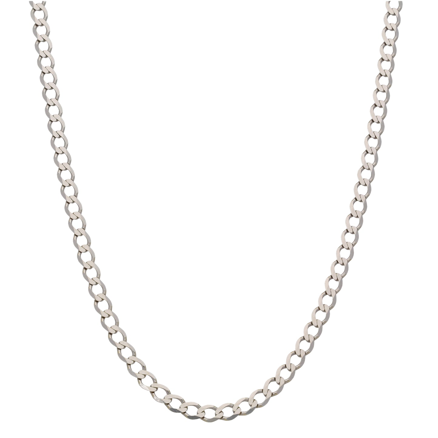 9ct White Gold Curb Chain 18"
