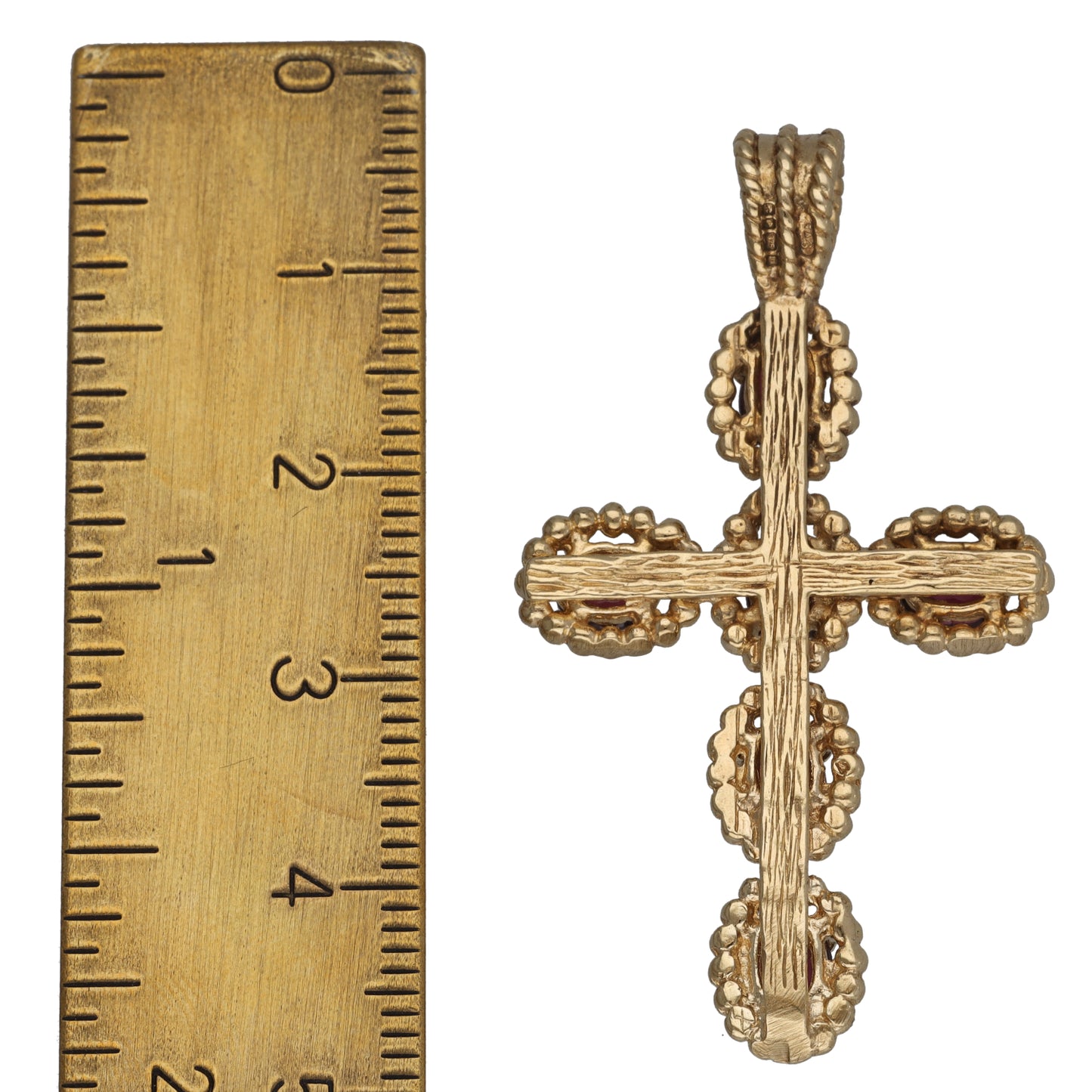 9ct Gold Garnet Cross Pendant