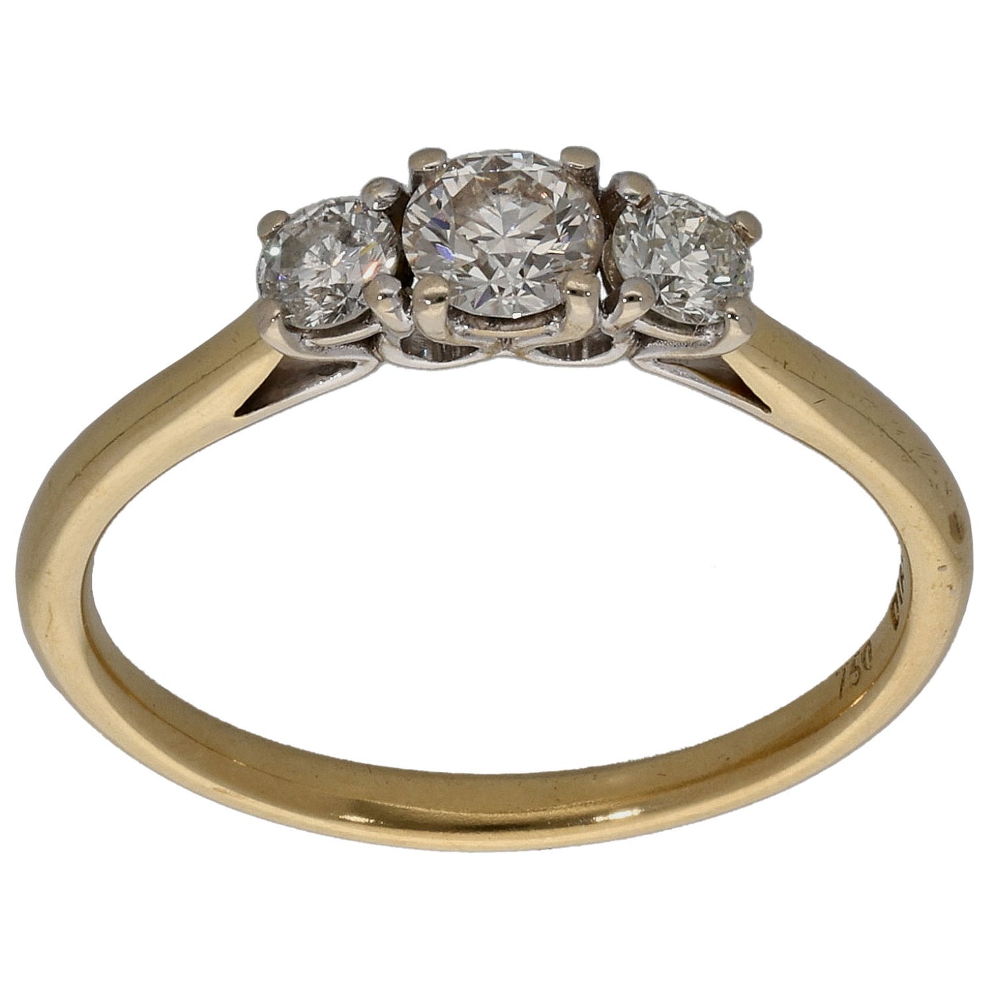 18ct Gold 0.50ct Diamond Trilogy Ring Size N